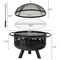 30 Inch Patio Round Fire Pit with Fire Poker Cooking Grill-Black